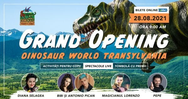 afis deschidere oficiala dinosaur world transylvania